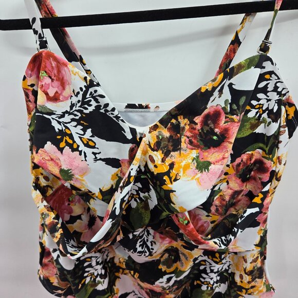 Kona Sol Tropical Floral Print One Piece Swimsuit 24W - Picture 7 of 8